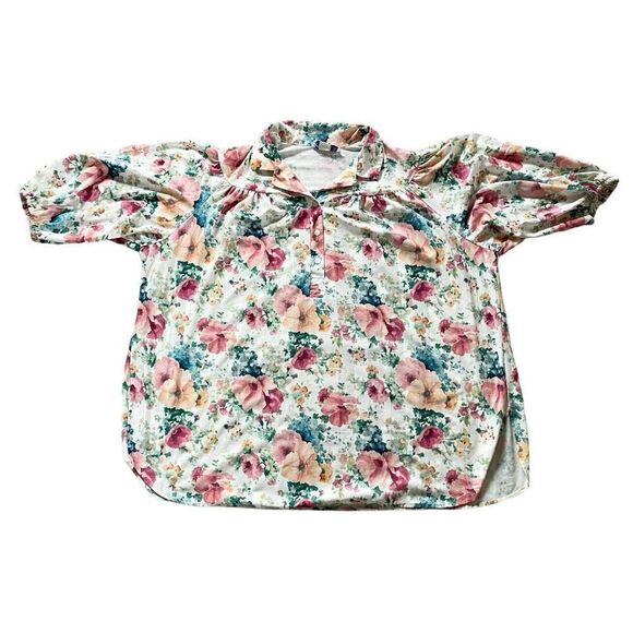 Vintage Plus Size Floral Blouse 28W - Picture 1 of 9